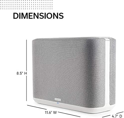 Denon Home 250 Wireless Smart Speaker – Mid-Size, Stereo Sound, Wi-Fi & Bluetooth, HEOS Built-in, Alexa Built-in, Siri & AirPlay 2, Spotify Connect, Multi-Room Support, White
