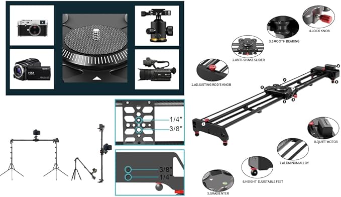 GVM Motorized Camera Slider, 48''/120CM Carbon Fiber Camera Slider with APP Control, Support Video Mode, Time Lapse Photography, Horizontal, Tracking and 120° Panoramic Shooting