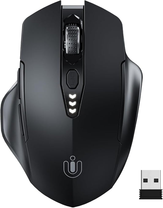 Uineer Wireless Mouse, 2.4GHz Rechargeable Computer Mouse, Battery Display