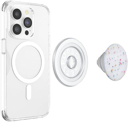 PopSockets Phone Grip for MagSafe with Kickstand, Magnetic Stand, Swappable Top, Secure Hold for iPhone MagSafe Cases, Phone & Tablet Grip - Circus Regrind Coconut Crème