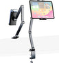 iPad Mount for Desk Aluminum Alloy Tablet Stand Foldable Overhead Arm Holder Mount Fits for 4.7-15.6" Screen Phone,Kindle,Fire HD,Monitor,iPad,Galaxy Tab Series (Gray)