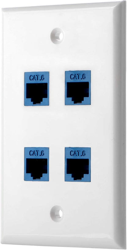 POKIVIR - Cat6 Keystone Ethernet Wall Plate Female to Female - White (8 Port)