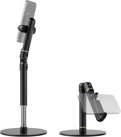 NEEWER Basics Cell Phone Stand for Desk, Adjustable Phone Holder Clamp with Weighted Metal Base, Office Table Phone Mount Compatible with iPhone 16 15 Pro Max Plus Samsung for Video Recording, ST006