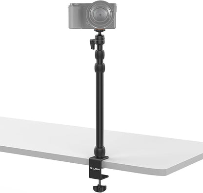 PICTRON LS10 Camera Desk Mount Table Stand with 1/4" Ball Head, 16"-33.8" Adjustable Light Stand, Tabletop C Clamp Arm for DSLR Camera, Ring Light, Live Streaming, Photo Video Shooting