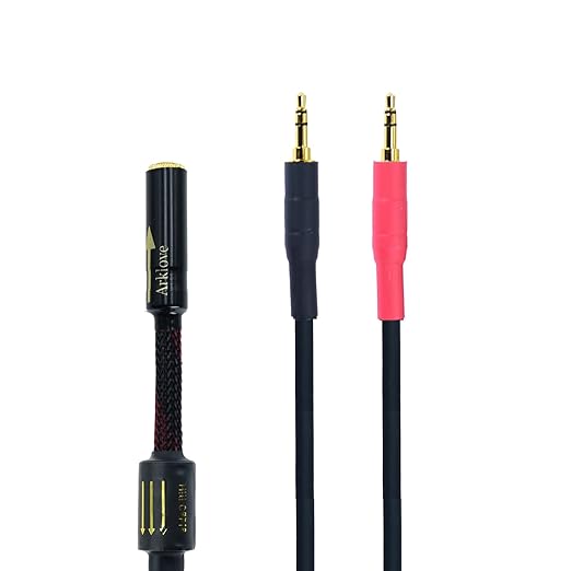Arklove 3ft Shielded 1/8" aux Input 3.5mm Female to 2X 3.5 Output Splitter Stereo Audio Video Cable Out 3.5 Male to Two 3.5 Male in Dual Speaker Cord 24k Gold Plated