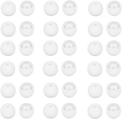 36 Pieces Medium Earbud Tips Soft and Comfortable Ear Bud Replacement Pieces Silicone Fit Most in-Ear Headphones，Inner Hole 3.8mm -5.5mm，Medium White Earbud Replacement Tips