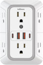 JcBlaon Outlet Extender Surge Protector - 6 Outlet Splitter with 4 USB Ports (2 USB C), Multiple Plug Expander Wall Charger, 3 Sided Multi Plug Wall Adapter Power Strip for Home Office Kitchen Travel