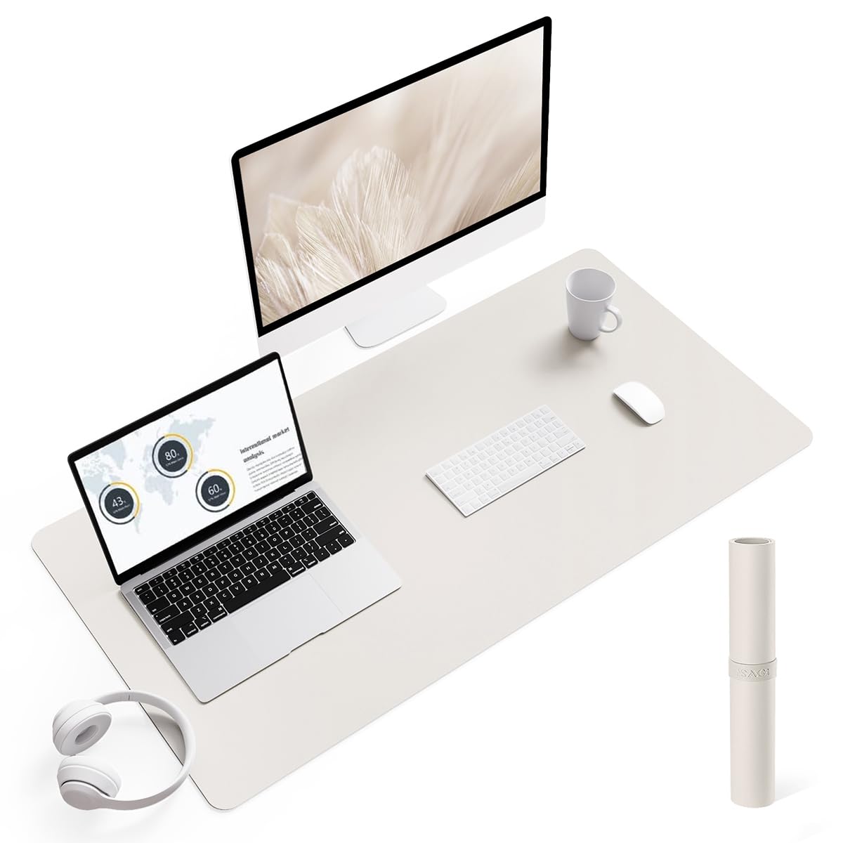 YSAGi Non-Slip Leather Desk Pad, Waterproof Laptop Computer Desk Keyboard Mat, Table Protector Blotter Mat, Large Mouse Pad for Office/Work/Home/Decor(Black, 31.5" x 15.7")