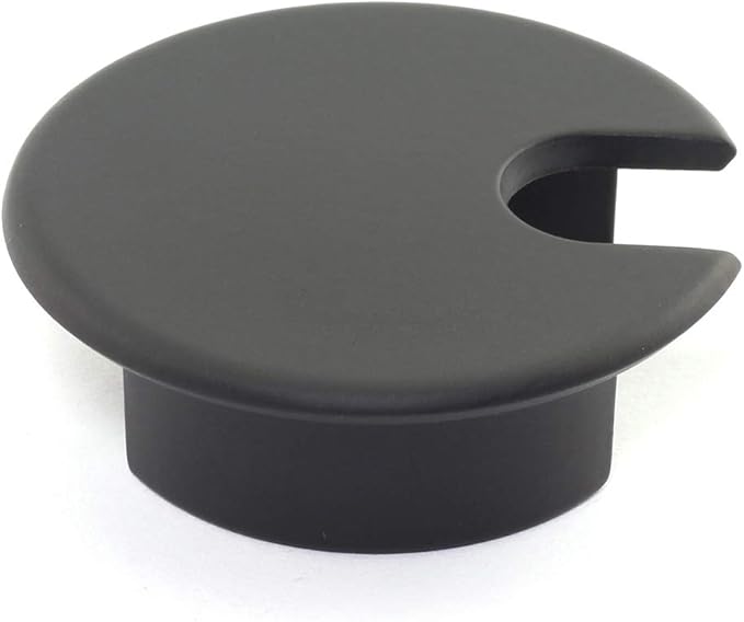HJ Garden 1pc 1-3/8 inch (35mm) Desk Wire Cord Cable Grommets Hole Cover for Office PC Desk Cable Cord Organizer Zinc Alloy Cover Black