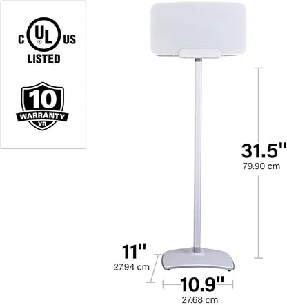 SANUS Wireless Speaker Stand for Sonos Five and Sonos Play:5 - Audio Enhancing Design for Vertical & Horizontal Audio with Built-in Cable Management & Premium Alloy Materials WSS52-W2 (White)