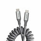 Ventev Helix 3ft Expandable USB C to USB C Cable | Fast Charging Cable for iPhone 16/16 Pro/15, MacBook, iPad Pro, Pixel 9, Samsung S25 | No Tangle Cord for Fast Charger, Crafted for The Car, Gray