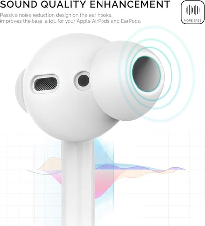 AhaStyle 3 Pairs AirPods Ear Tips Silicone Earbuds Cover [Not Fit in The Charging Case] Compatible with Apple AirPods (3 Pairs Small, White)