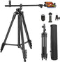 Phone Tripod, Arsoer 67" Adjustable Height Tripod with Horizontal Column and Removable Clip Mount for Overhead Shot, 360° Rotation Stand with Wireless Remote/Carry Bag for iPhone/Webcam