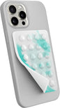Suction Phone Case Mount, Sillicon Adhesive Phone Accessory for iPhone and Android, Hands-Free Fidget Toy Mirror Shower Phone Holder, Tiktok Videos and Selfies (Cyan/White Swirl)