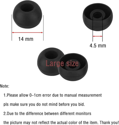 Earbud Replacement Tips - Silicone Earbud Caps for In-Ear Headphones, Black Large 10 Pairs