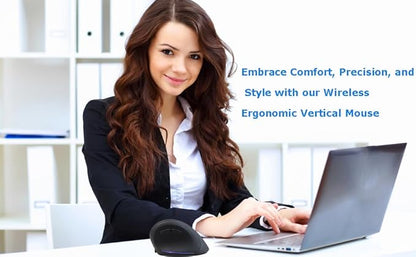 Wireless Mouse Ergonomic Vertical Mouse for Large Hands Rechargeable Big Quiet Silent Ergo Blue LED Light 3600DPI Carpal Tunnel Comfortable Cordless Mice for PC Laptop Computer Macbook Office Gift