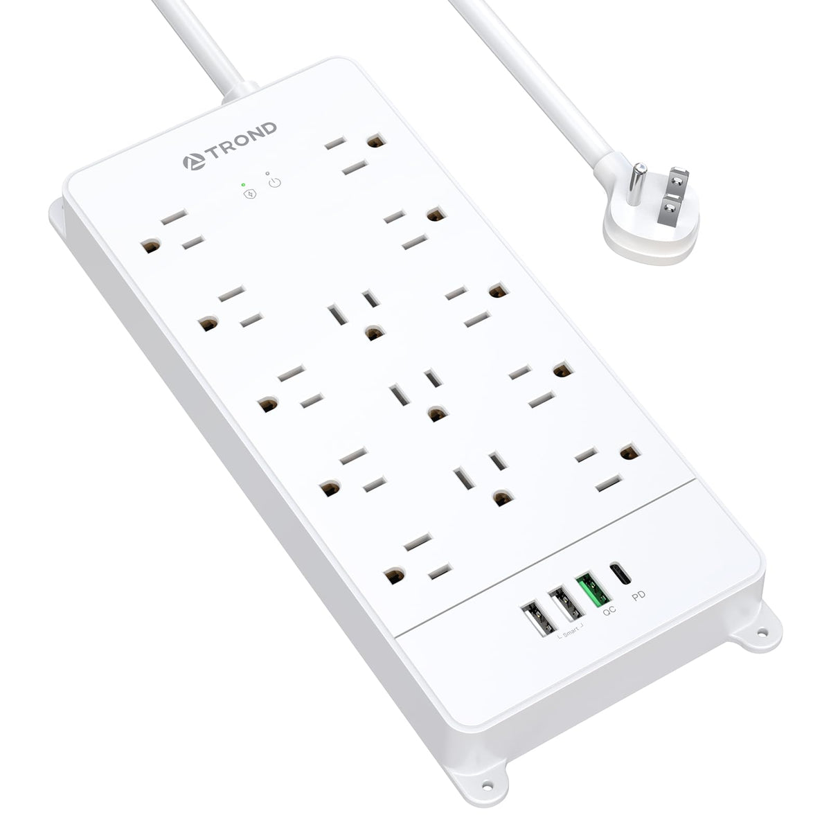 TROND Power Strip Surge Protector 10ft Cord, 4000J, 4 USB, ETL Listed,Black