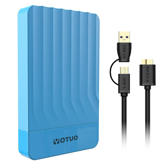 YOTUO 500GB External Hard Drive, Portable Storage Expansion HDD, USB 3.0 & USB-C for PC, Mac, Desktop, Laptop, Smartphone, PS4, Xbox One, Xbox 360, Office & Game Blue