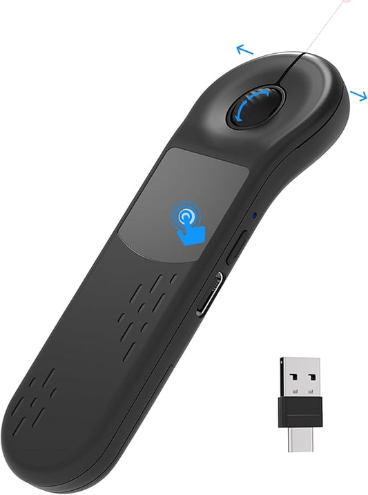 ZTYTO Air Mouse for PC/iOS/Android with Touchpad Rechargeable Wireless Presentation for PPT Pointer Bluetooth 2.4G Remote Control for PowerPoint/Keynote/Tiktok/Camera/Kindle App (Black)
