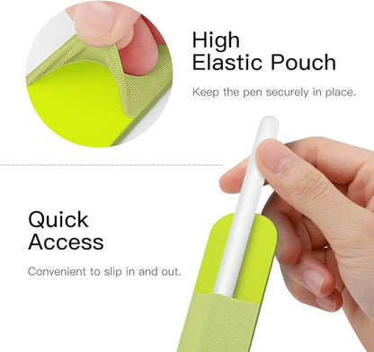 MoKo Pencil Holder Sticker Fit Apple Pencil Pro, Apple Pencil (USB-C), Apple Pencil 1st/2nd Generation, Elastic Pencil Pocket Pouch Adhesive Sleeve Attached to iPad Case for Stylus Pens, Tender Green