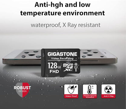 GIGASTONE 128GB Micro SD Card 5-Pack, A1 V30 4K Video Recording, Compatible with Security Camera, Dash Cam, Drone, 100MB/s MicroSDXC Memory Card UHS-I, with Adapter