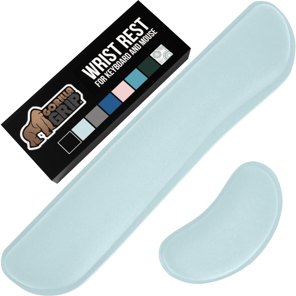 GORILLA GRIP Memory Foam Wrist Rest for Computer Keyboard, 2 Piece Gray