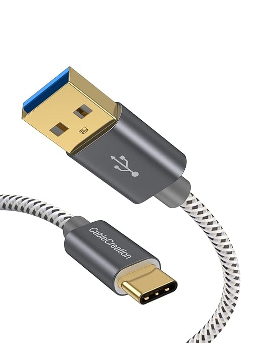 CableCreation USB A to USB C Short Cable 1FT 10Gbps, 3A Fast Charging USB C 3.1 Gen 2 Cable, USB-C Carplay Android Auto, Type C Cord for iPhone 16 15 Pro SSD Galaxy MacBook Pixel iPad