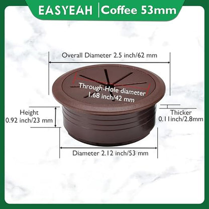 2 Pcs Desk Grommet 2-1/16" / 53 mm, Desk Hole Cover for Cables Coffee, Cable Grommet ABS Plastic, Desk Hole Grommet for Home & Office Pc, Detachable Cable Cord Organizer