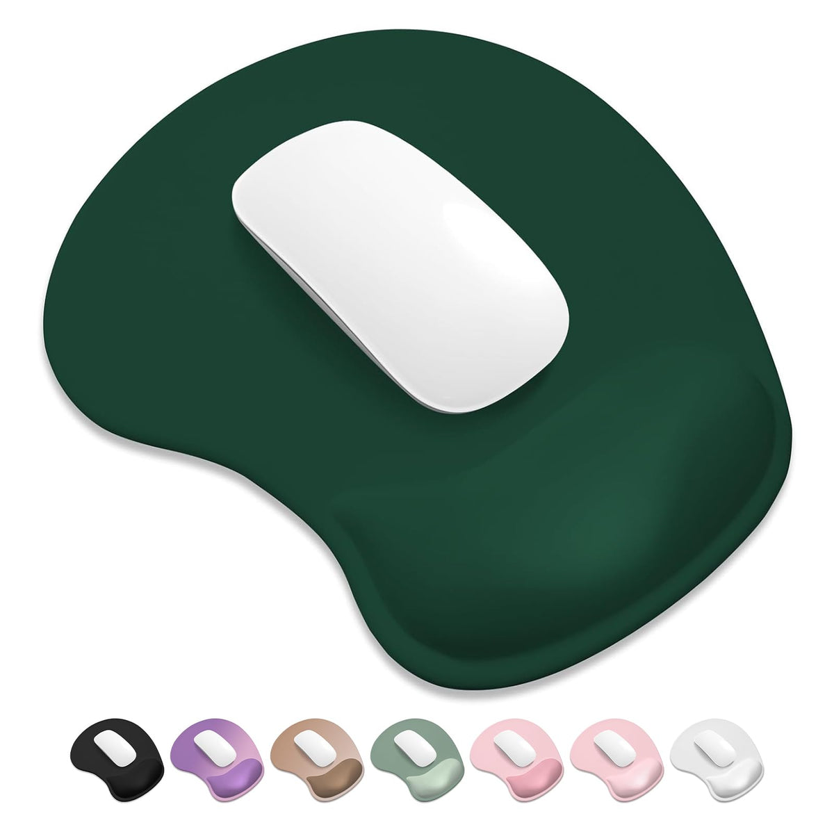 ITNRSIIET Ergonomic Mouse Pad, Cushioned Gel Wrist Rest, Non-Slip Base, Smooth Surface, Cute Multi-Color, 9.5 x 8.2 in, White