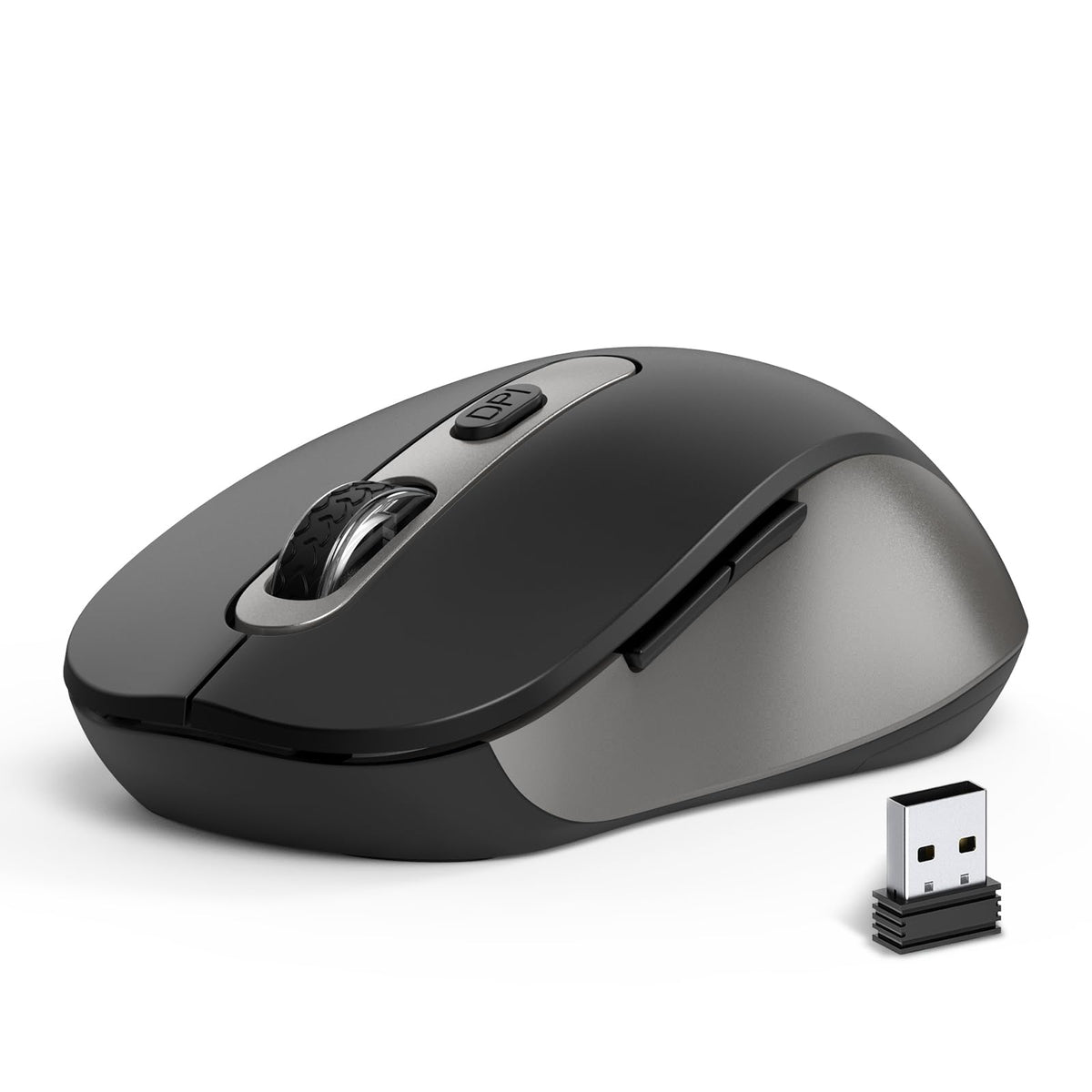 Wireless Mouse for Laptop, PC, Chromebook, Mac, MacBook, Silent Mouse with USB Nano Receiver, Side Button, 2400 DPI, Anti Slip Roller, 6 Button Ergonomics Cordless Computer Mice - Black Orange