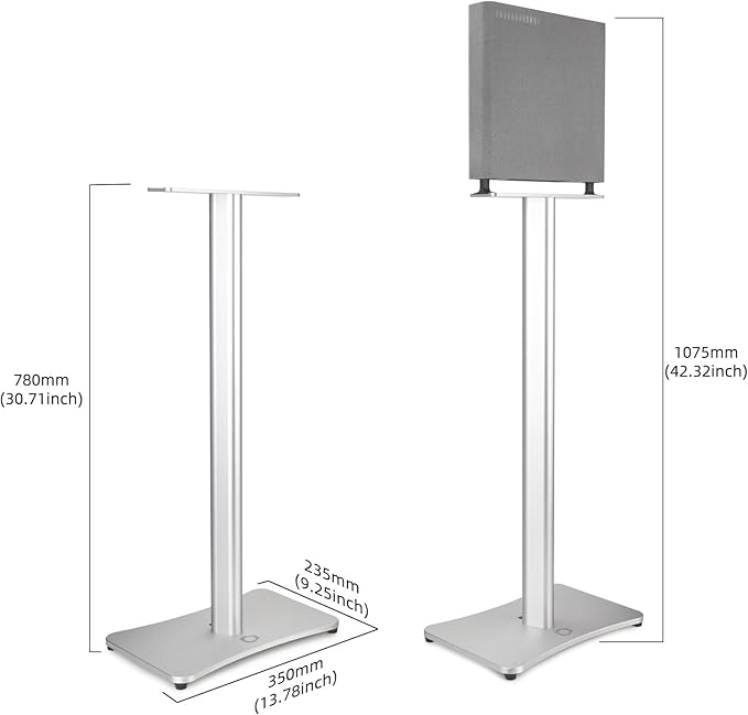 Luxury Floor Stand for Sony HT-A9M2 HT-A9 SA-RRS5 - Aerospace Aluminum Speaker Stand with Adapter Kits, Hi-End Home Theater Accessory, Silver Finish