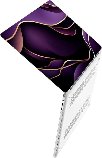 Compatible with MacBook Air 13.3 13.6 Inch Case 2022 2021 2020 2019 Plastic Hard Shell Case Cover,13.6 Air (A2681) M2 2022, Purple and Gold Color Line