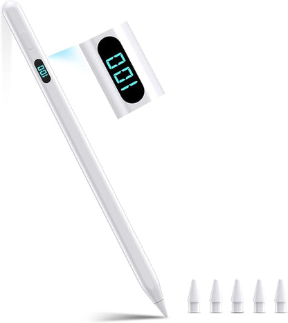 iPad Stylus Pencil(5 Extra Tips) with Magnetic Attachment,USB-C Faster Charge,Tilt Sensitivity Palm Rejection,Compatible with2018-2025 iPad ProM4/12.9/11,Air M3/M2/3/4/5,iPad6-11,Mini5/6/7Gen（White）