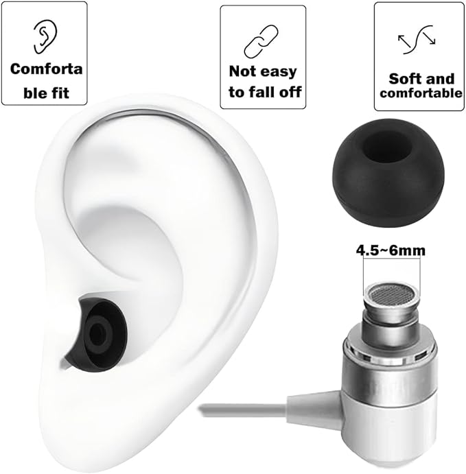 Earbud Tips Replacement - Silicone Compatible with Powerbeats 2/3 & LG Samsung Earbuds - Black, White, Red - 9 Pairs