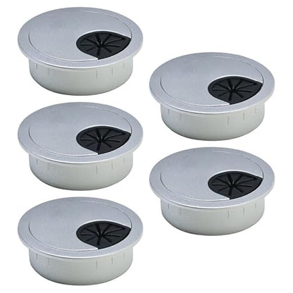 5 Pcs Desk Grommet 2" / 50 mm, Desk Cord Hole Cover, Cable Grommet ABS Plastic, Desk Hole Grommet for Home & Office Pc, Detachable Cable Cord Organizer-Silver Sand
