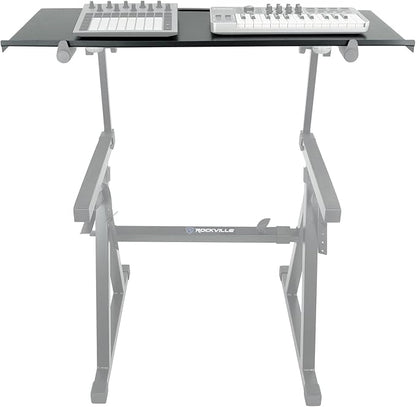 Rockville Z-SHELF Universal Shelf for Z-Stand and X-Stand, 35.4x13.78in Steel Platform, Foam-Padded Edge, Lightweight 7.3 lbs, for Musicians and DJs