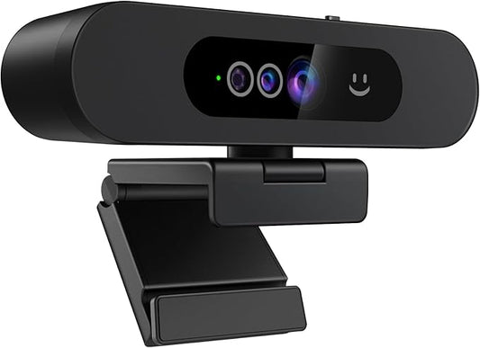 MOERTEK 1080P Webcam with Window Hello, Noise-reducing Mic, Plug & Play, 90° Wide Angle, Built-in Privacy Cover, 360° Rotation & 90° Tilt, Perfect for Zoom, Google Meet, Microsoft Teams