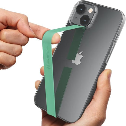 Sinjimoru Stretchable Silicone Phone Strap, Flexible and Elastic Grip Holder for iPhone & Android, Secure Phone Loops Finger Grip with Wireless Charging Support Sinji Loop Mint