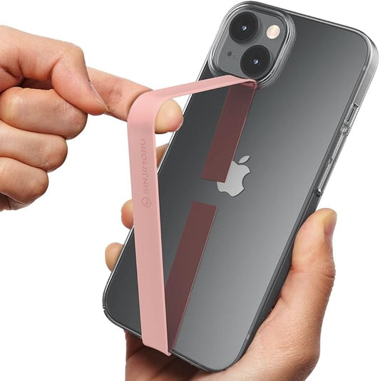 Sinjimoru Stretchable Silicone Phone Strap, Elastic Finger Grip, Pink