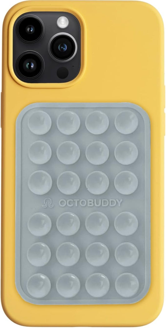OCTOBUDDY Classic MAX - Silicone Suction Phone Case Adhesive Mount - Hands-Free, Strong Grip Holder for Selfies and Videos - iPhone and Android Compatible - 2.6″ x 3.9″, Ultimate Grey
