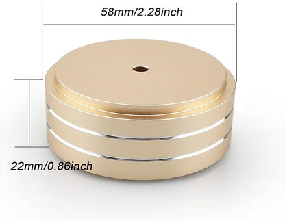 Tertullus 4 Pcs Speaker Feet Aluminum HiFi Turntable Feet Isolation Feet Aluminum Stand Speakers Spikes Audio Pads 58x22mm for HiFi Amplifier/Speaker/Turntable/Player(Gold)