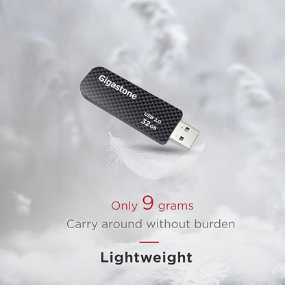 GIGASTONE V30 32GB USB 2.0 Flash Drive, Retractable Sliding Design Pen Drive, Carbon Fiber Style Thumb Drive, Reliable Performance & Durable