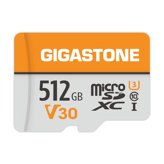 GIGASTONE 512GB Micro SD Card, for Surveillance, Security Camera, Action Camera, Drone, 100MB/s, A1 V30 4K Video Recording MicroSDXC Memory Card UHS-I Class 10
