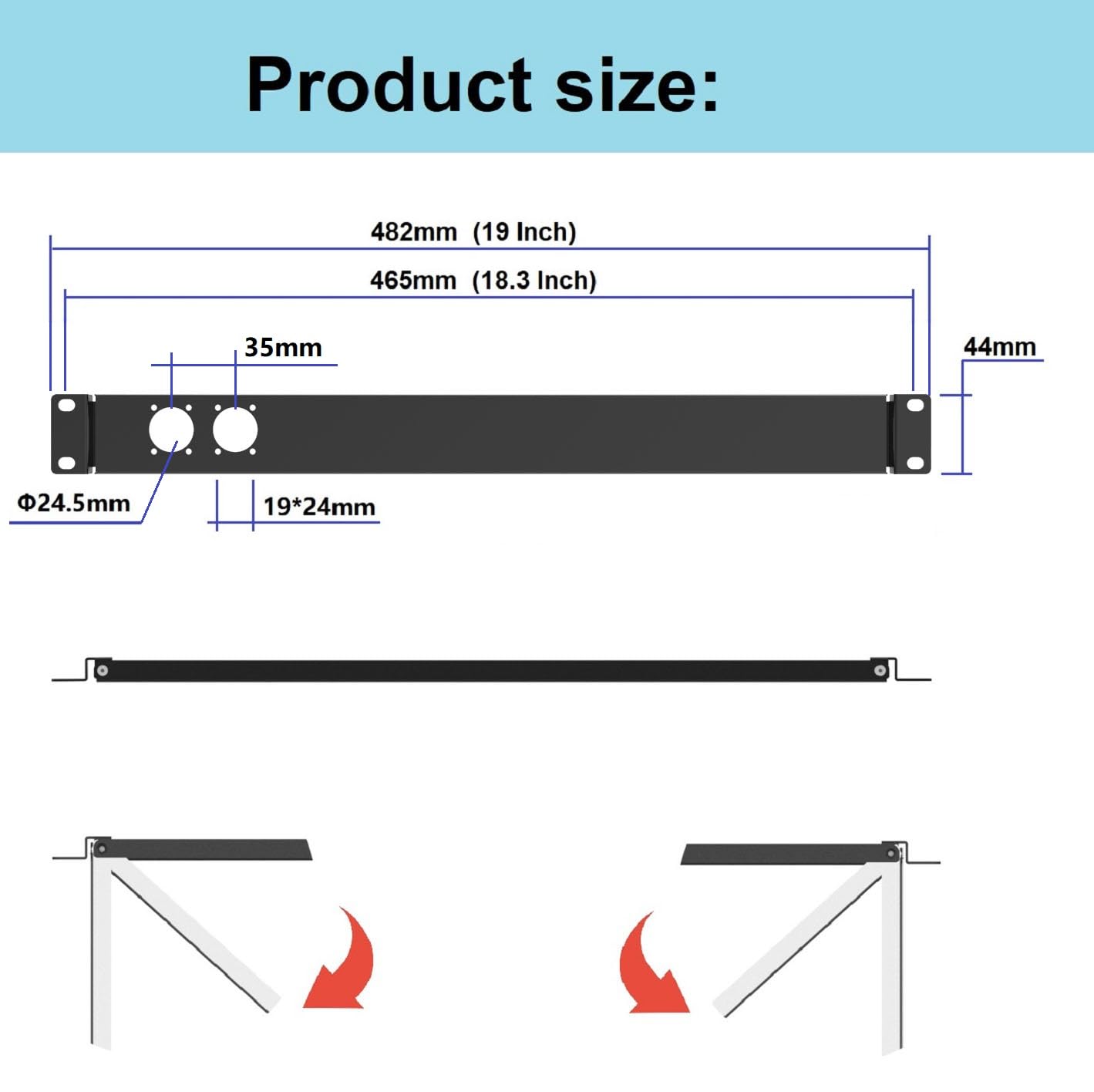 QiaoYoubang 1U Hinged 2D XLR HDMI Audio Rack Mount Panel