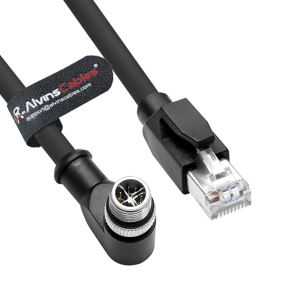 Alvin's Cables M12 8 Pin Male to RJ45 Shielded Ethernet Cable X Coded 8 Position Cat6a Cable for Cognex Industrial Camera 3.2ft/1M