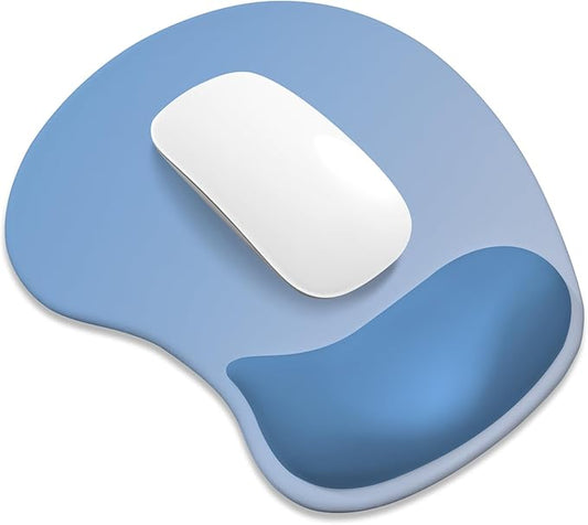 ITNRSIIET Ergonomic Mouse Pad, Cushioned Gel Wrist Rest, Non-Slip Base, Smooth Surface, Compatible with All Mice for Office & Gaming, Desk Accessory, 9.5 x 8.2 inch, Gradient Blue Ombre
