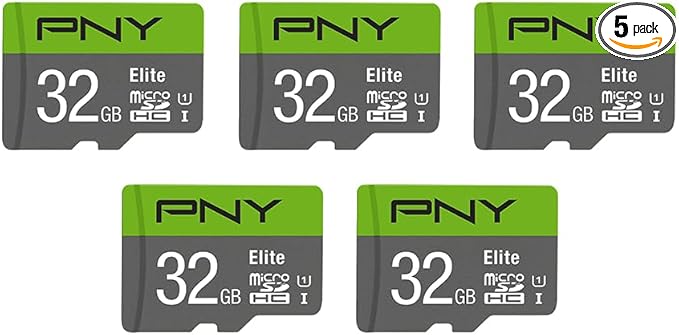 PNY Elite™ Dash Camera Class 10 U1 V10 microSDHC Flash Memory Card - up to 100MB/s Read Speed, Full HD Photo & Video, Ideal for Dash Cams, Compatible with DSLR Cameras, HD Video Cameras, 5-Pack