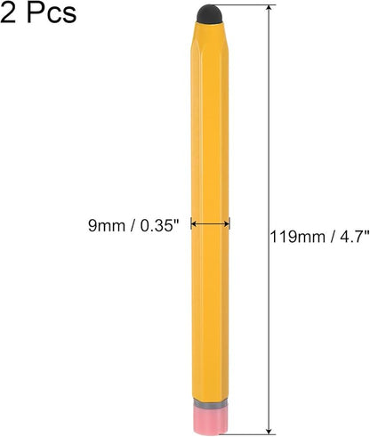 MECCANIXITY 2pcs Stylus Pens for Touch Screens Hexagon Crayon Stylus Pen Universal Capacitive Stylus for All Touch Screen Devices, 4.7" Yellow