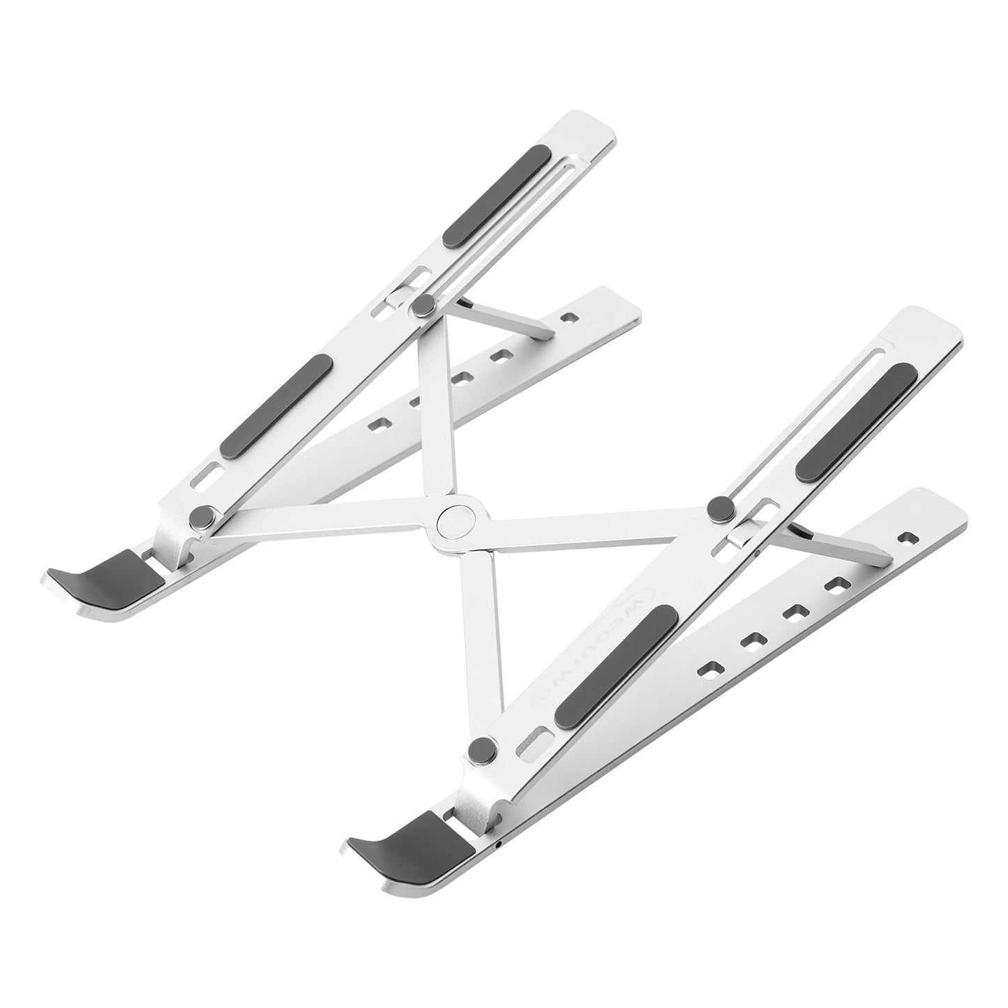 weourwe Ergonomic and Foldable Laptop Stand for Desk, Adjustable Riser, Fits All Laptops and Notebooks up to 17,Ultra-Thin,Ventilated Cooling,ABS+Silicone,Silver.