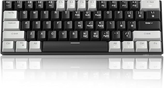60% Mechanical Gaming Keyboard,Mixed Color Keycaps Gaming Keyboard with Linear Red Switches, Detachable Type-C Cable Mini Keyboard with Blue LED Light for PC/Laptop